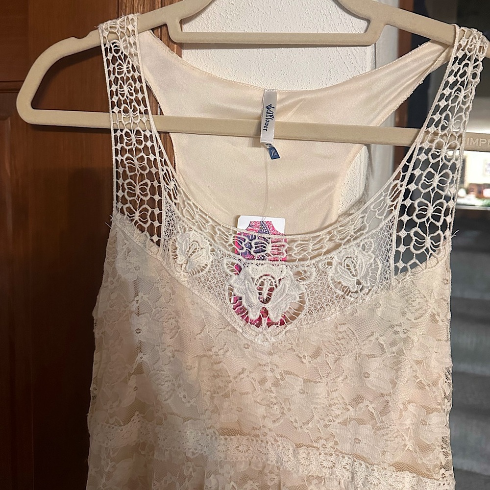 Long ivory wallflower brand lace dress